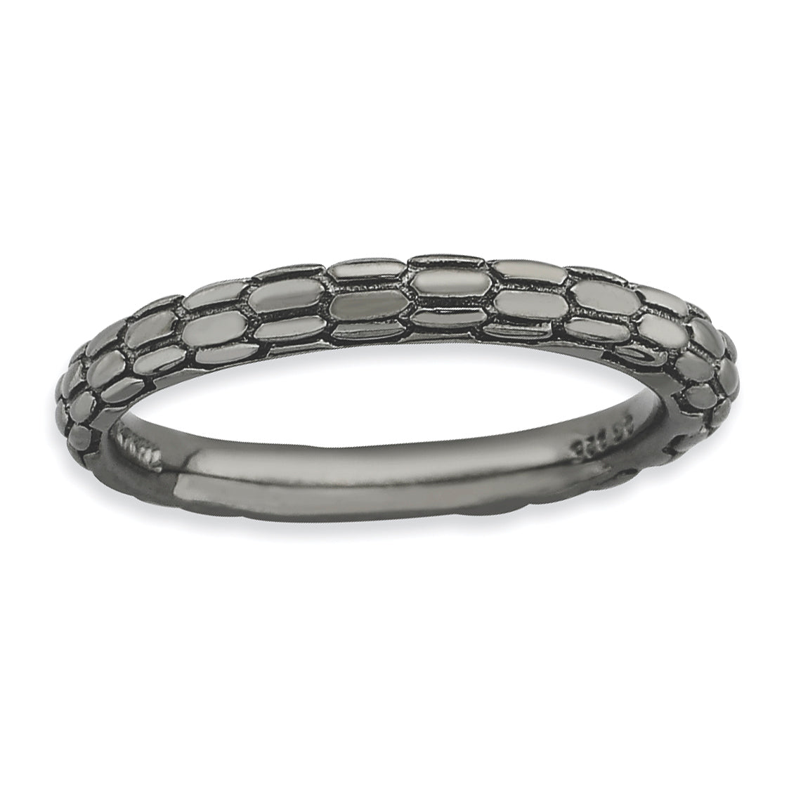Sterling Silver Stackable Expressions Black Plated Domed Ring
