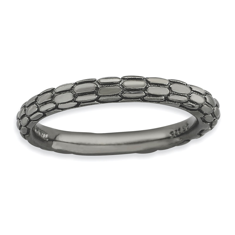 Sterling Silver Stackable Expressions Black Plated Domed Ring