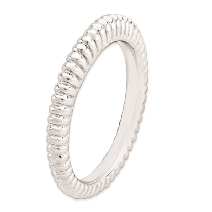 Sterling Silver Stackable Expressions Rhodium Plated Domed Ring