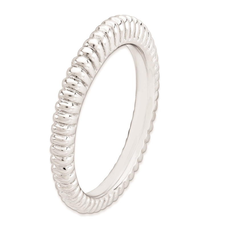 Sterling Silver Stackable Expressions Rhodium Plated Domed Ring