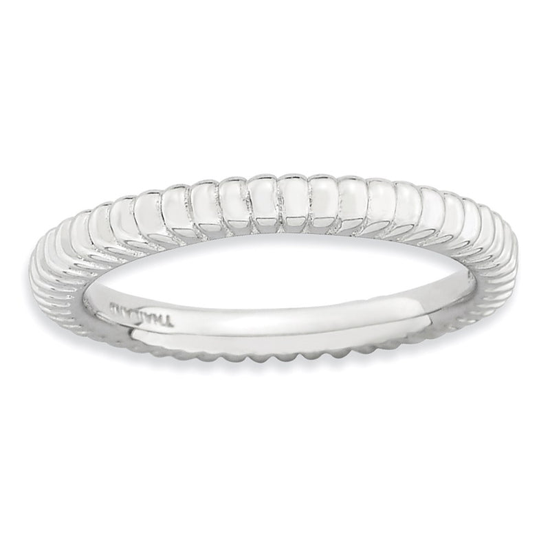 Sterling Silver Stackable Expressions Rhodium Plated Domed Ring