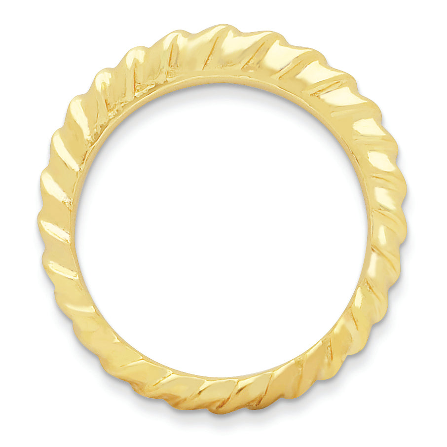 Sterling Silver Stackable Expressions Gold Plated Domed Ring (Size 8 Only)