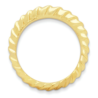 Sterling Silver Stackable Expressions Gold Plated Domed Ring (Size 8 Only)