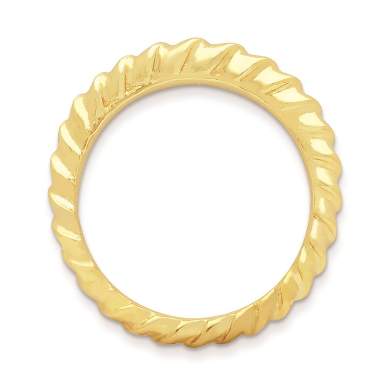 Sterling Silver Stackable Expressions Gold Plated Domed Ring (Size 8 Only)