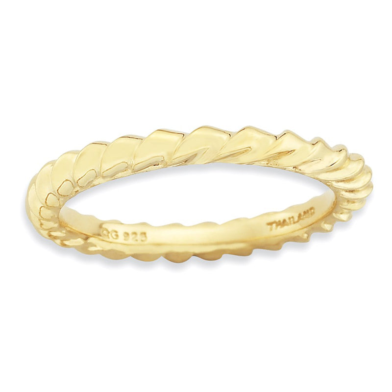 Sterling Silver Stackable Expressions Gold Plated Domed Ring (Size 8 Only)