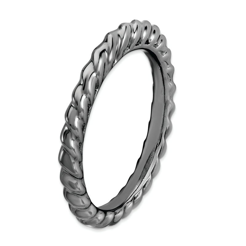Sterling Silver Stackable Expressions Black Plated Domed Ring