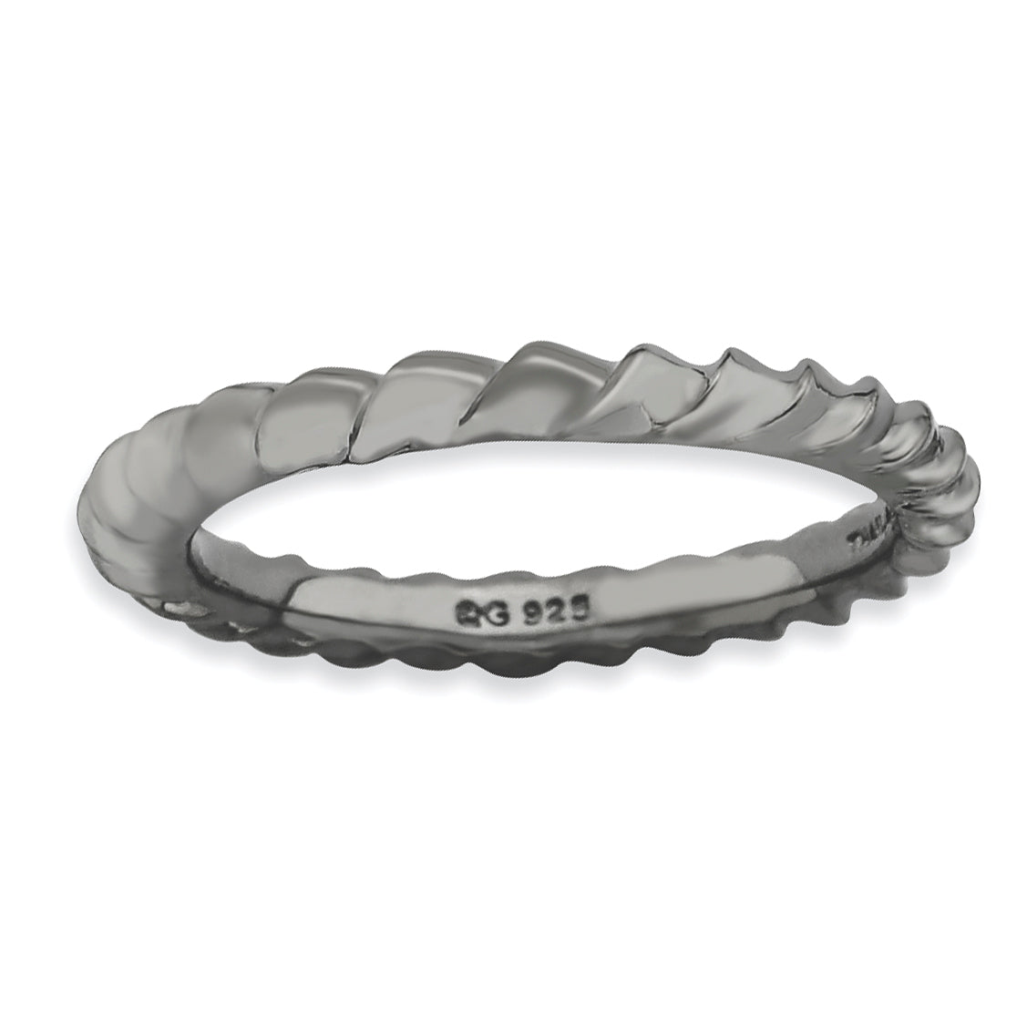 Sterling Silver Stackable Expressions Black Plated Domed Ring