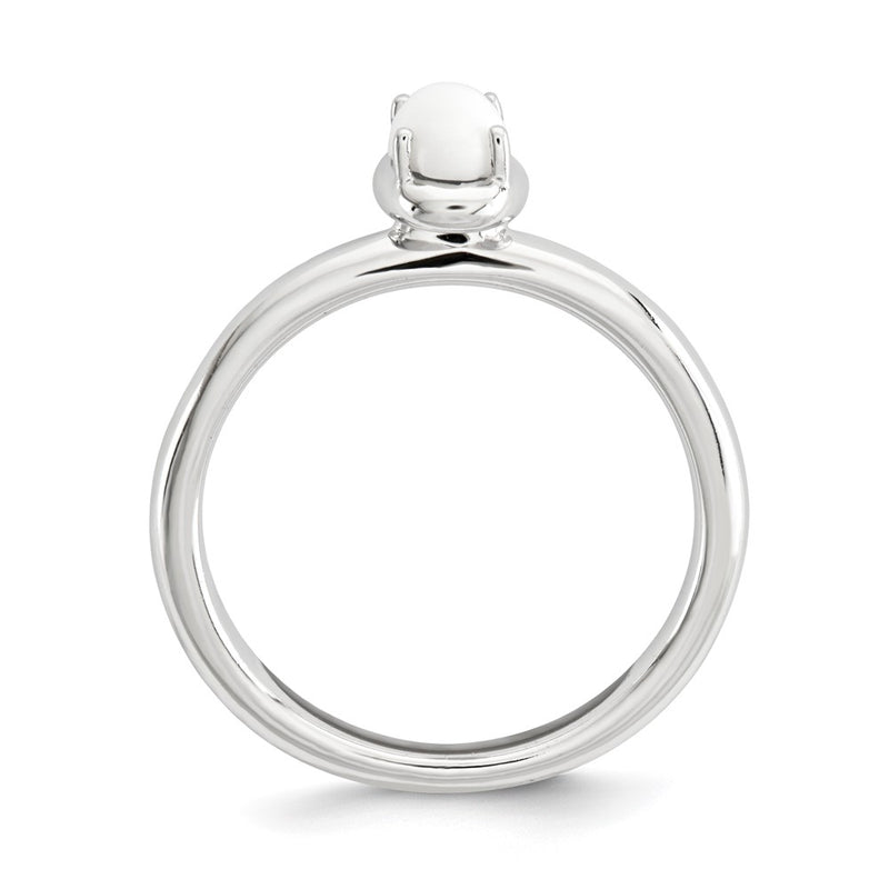 Sterling Silver Stackable Expressions White Agate Polished Ring