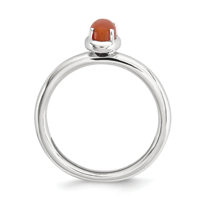 Sterling Silver Stackable Expressions Red Agate Polished Ring