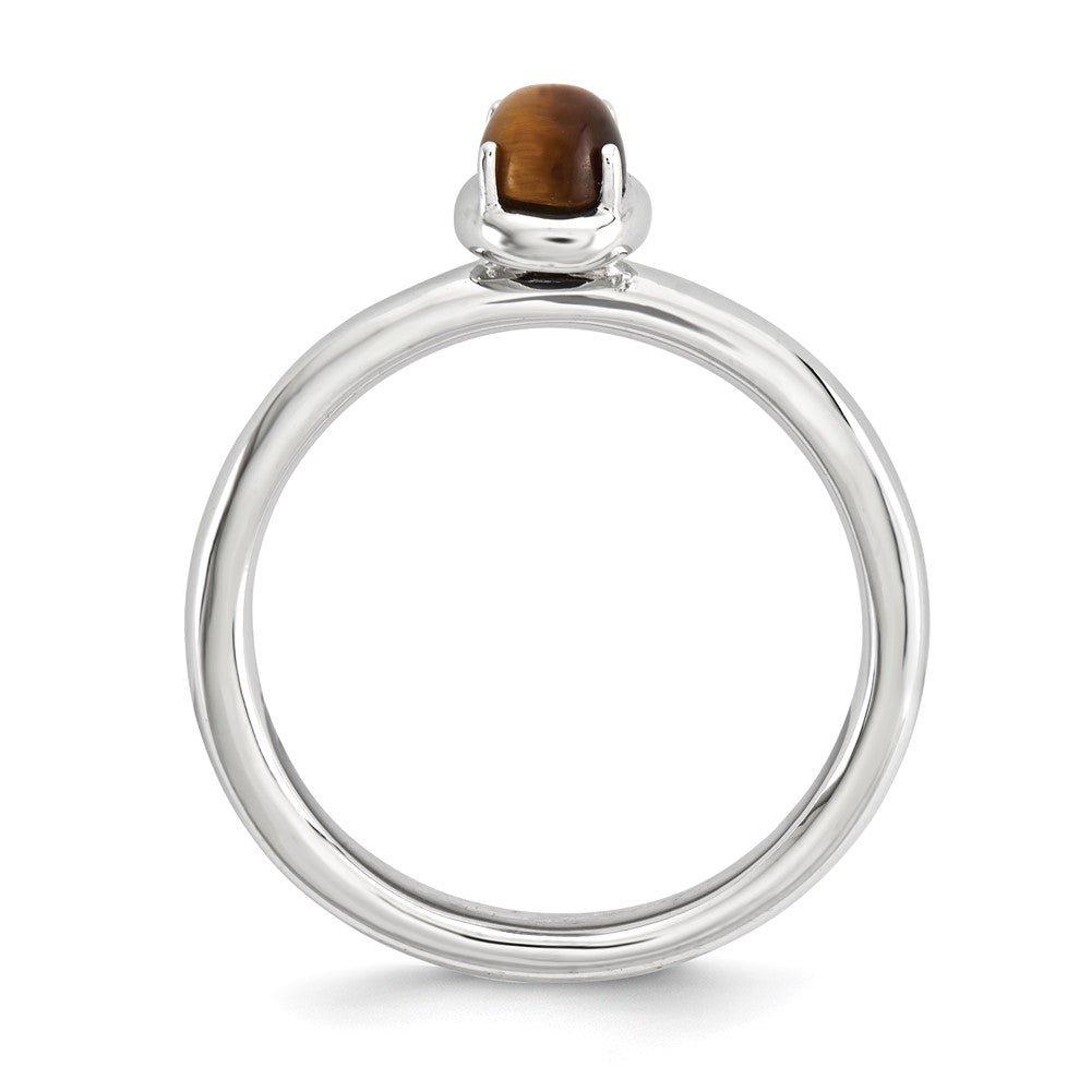 Sterling Silver Stackable Expressions Tiger'S Eye Polished Ring