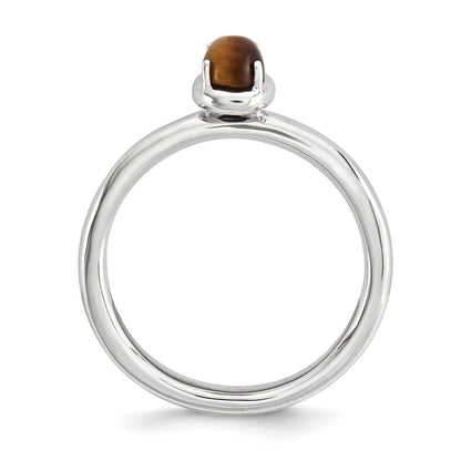 Sterling Silver Stackable Expressions Tiger'S Eye Polished Ring
