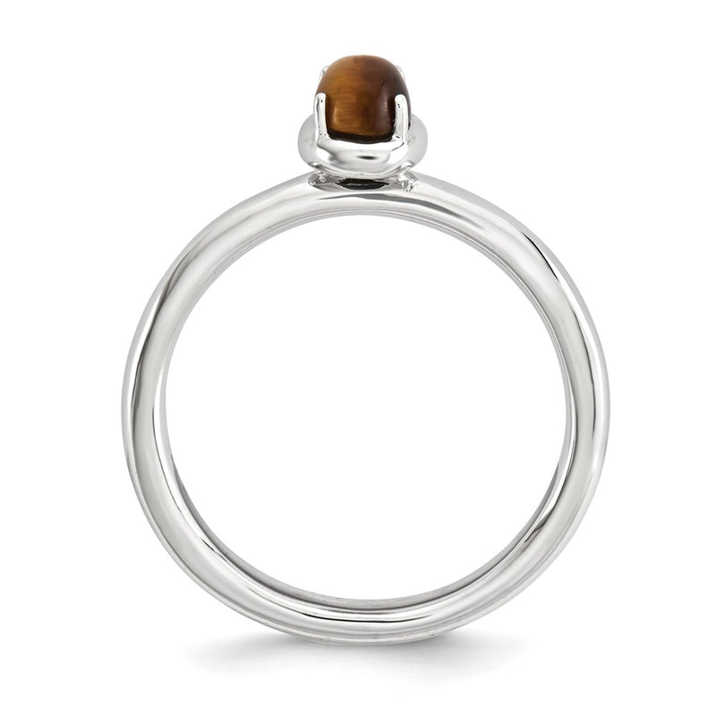 Sterling Silver Stackable Expressions Tiger'S Eye Polished Ring