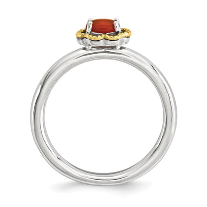 Sterling Silver & 14K Stackable Expressions Red Agate Polished Ring
