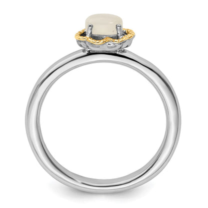 14K/Silver Two Tone Sterling Silver & 14K Stackable Expressions Moonstone Polished Ring