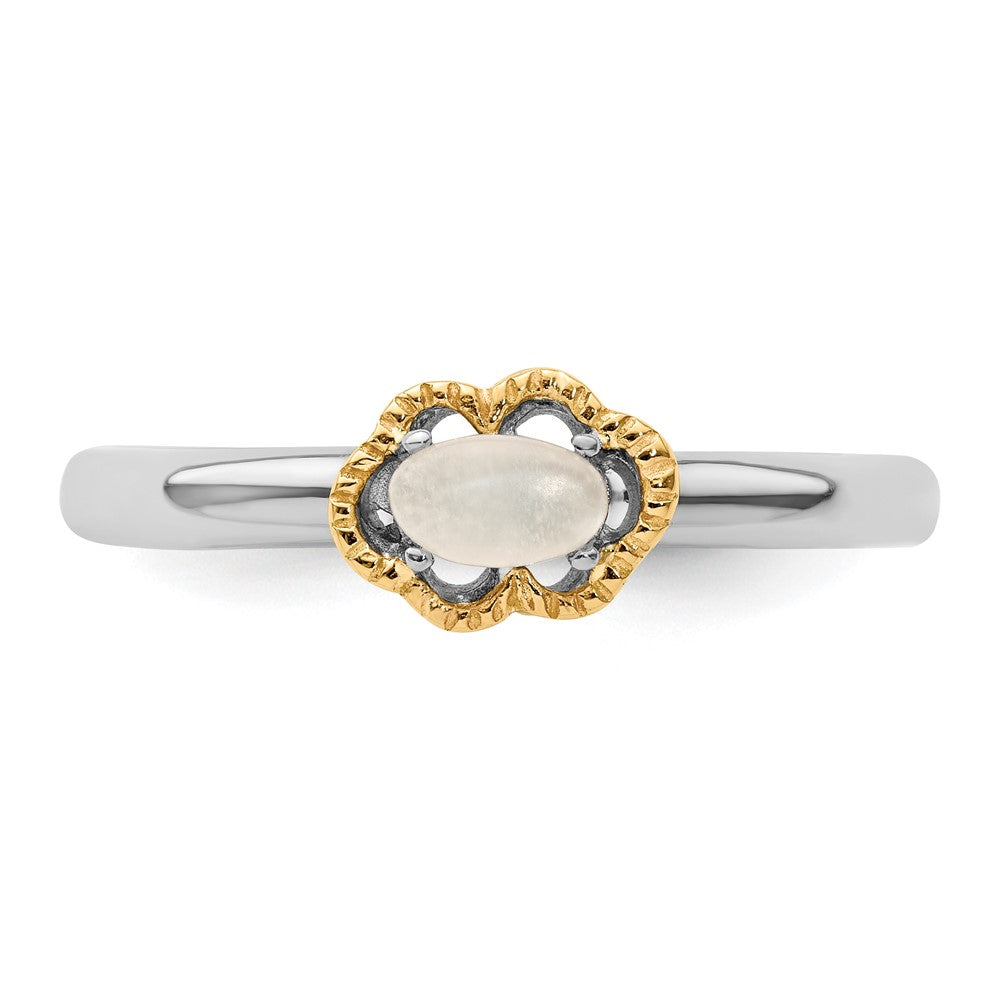 14K/Silver Two Tone Sterling Silver & 14K Stackable Expressions Moonstone Polished Ring