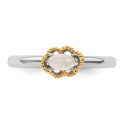 14K/Silver Two Tone Sterling Silver & 14K Stackable Expressions Moonstone Polished Ring