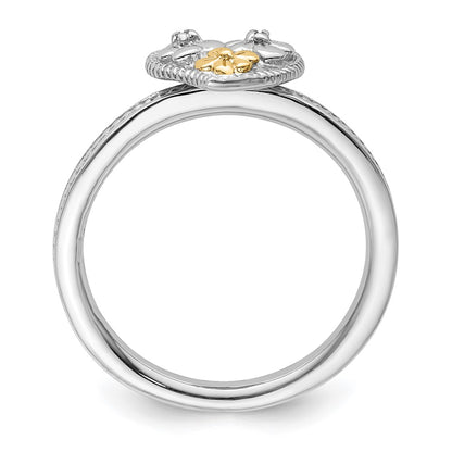 14K/Silver Two Tone Sterling Silver & 14K Stackable Expressions Diamond Heart Ring