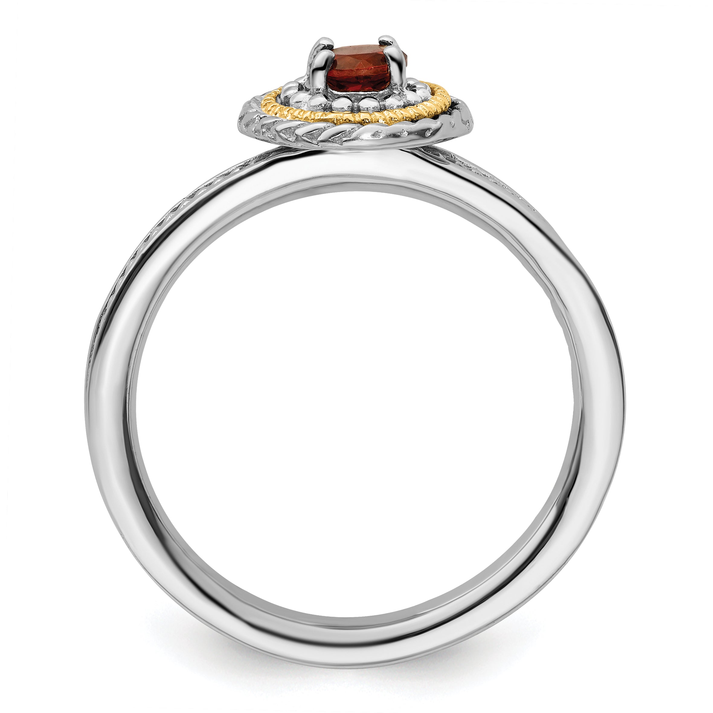 14K/Silver Two Tone Sterling Silver & 14K Stackable Expressions Garnet Ring