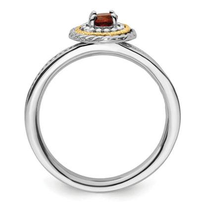 14K/Silver Two Tone Sterling Silver & 14K Stackable Expressions Garnet Ring
