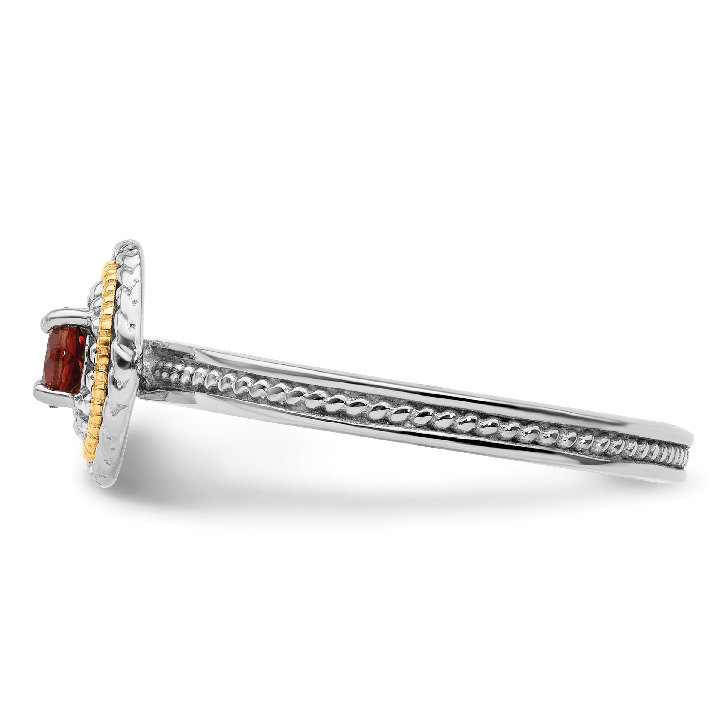 14K/Silver Two Tone Sterling Silver & 14K Stackable Expressions Garnet Ring
