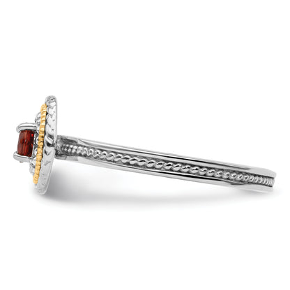 14K/Silver Two Tone Sterling Silver & 14K Stackable Expressions Garnet Ring