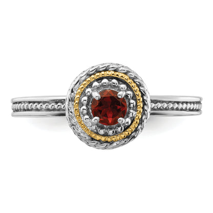 14K/Silver Two Tone Sterling Silver & 14K Stackable Expressions Garnet Ring