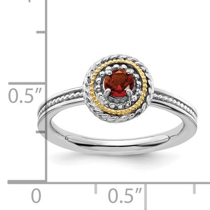 14K/Silver Two Tone Sterling Silver & 14K Stackable Expressions Garnet Ring