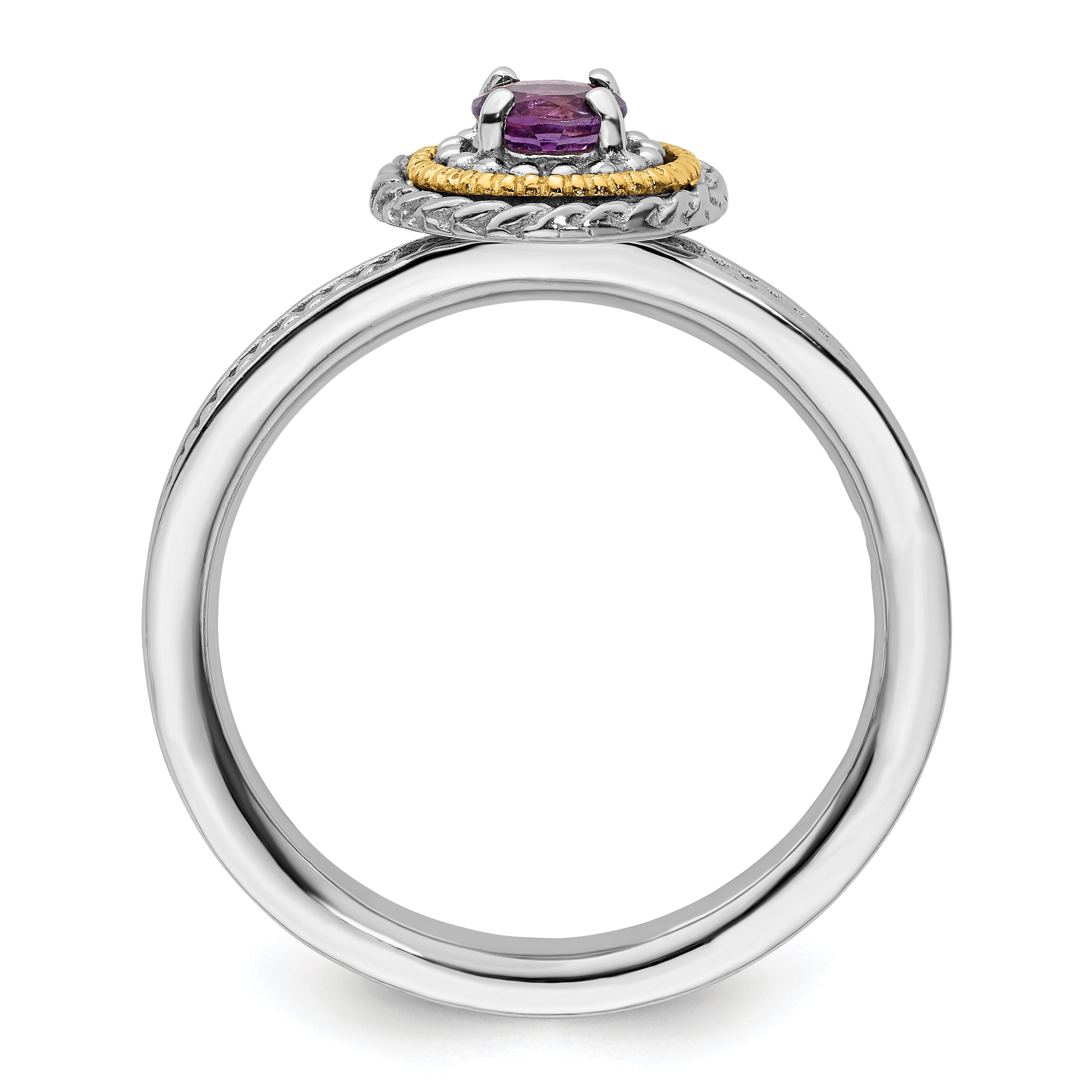 14K/Silver Two Tone Sterling Silver & 14K Stackable Expressions Amethyst Ring