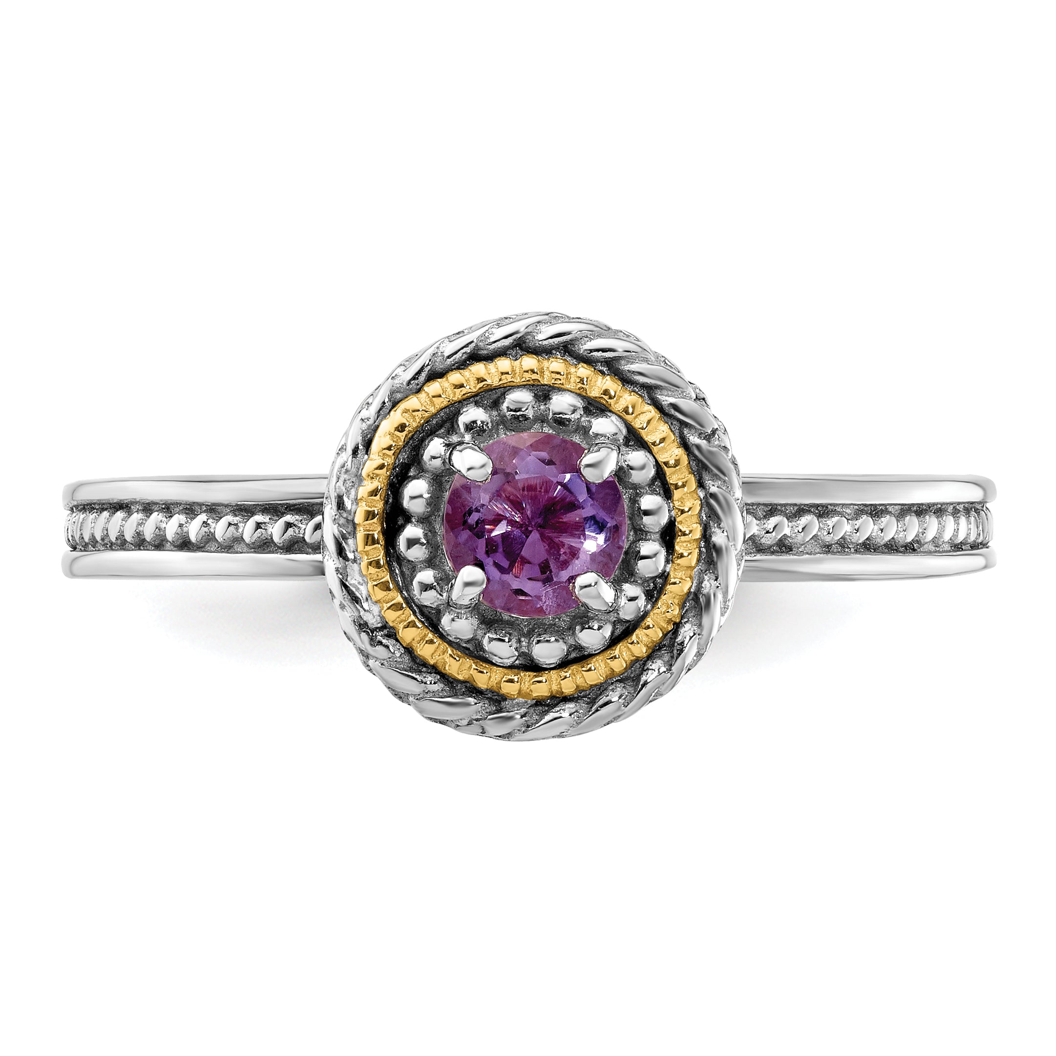 14K/Silver Two Tone Sterling Silver & 14K Stackable Expressions Amethyst Ring