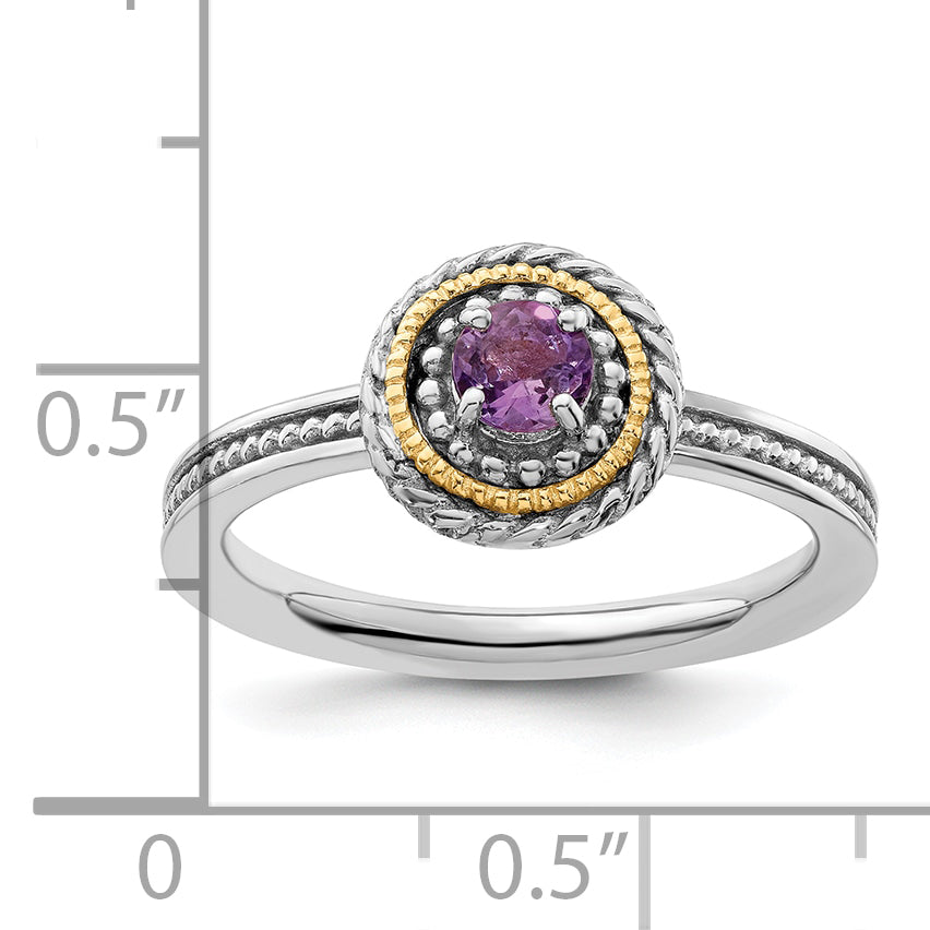14K/Silver Two Tone Sterling Silver & 14K Stackable Expressions Amethyst Ring