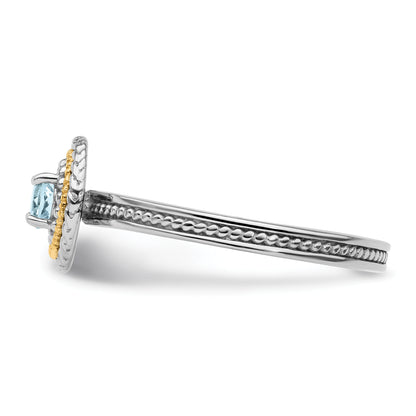 14K/Silver Two Tone Sterling Silver & 14K Expressions Aquamarine Ring