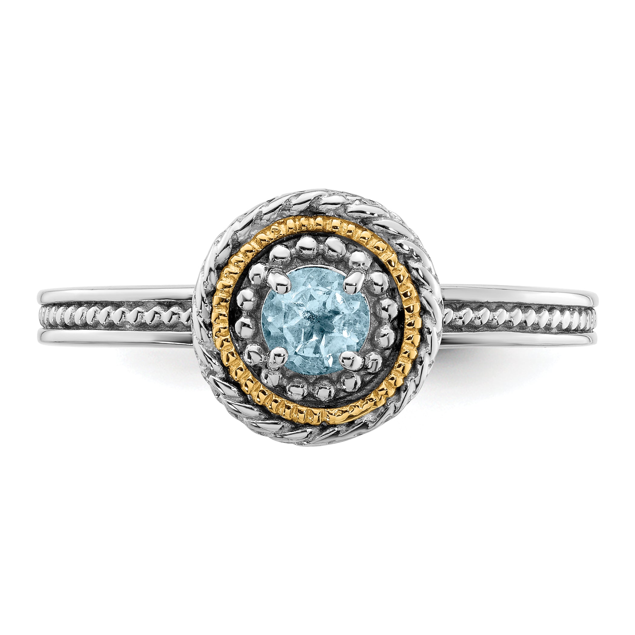 14K/Silver Two Tone Sterling Silver & 14K Expressions Aquamarine Ring