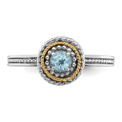 14K/Silver Two Tone Sterling Silver & 14K Expressions Aquamarine Ring
