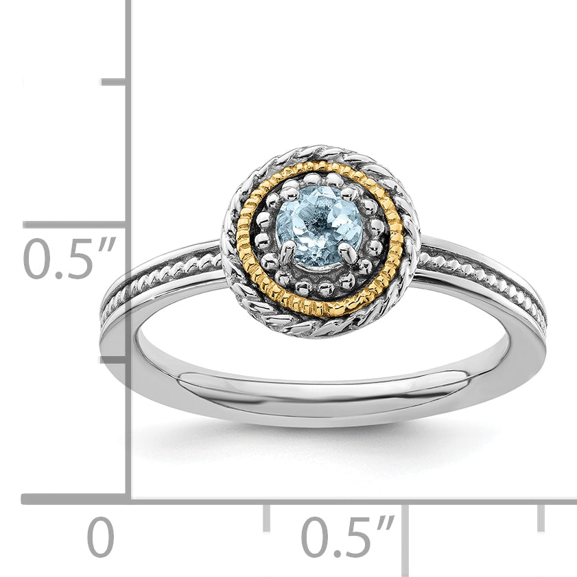 14K/Silver Two Tone Sterling Silver & 14K Expressions Aquamarine Ring