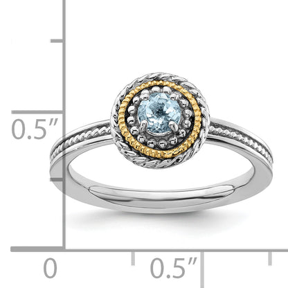 14K/Silver Two Tone Sterling Silver & 14K Expressions Aquamarine Ring