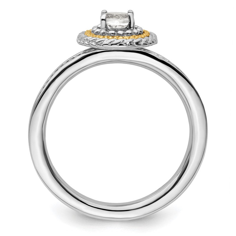 14K/Silver Two Tone Sterling Silver & 14K Stackable Expressions White Topaz Ring