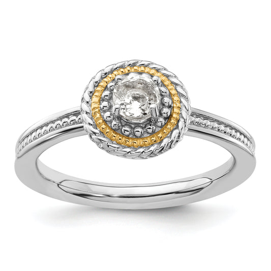 14K/Silver Two Tone Sterling Silver & 14K Stackable Expressions White Topaz Ring