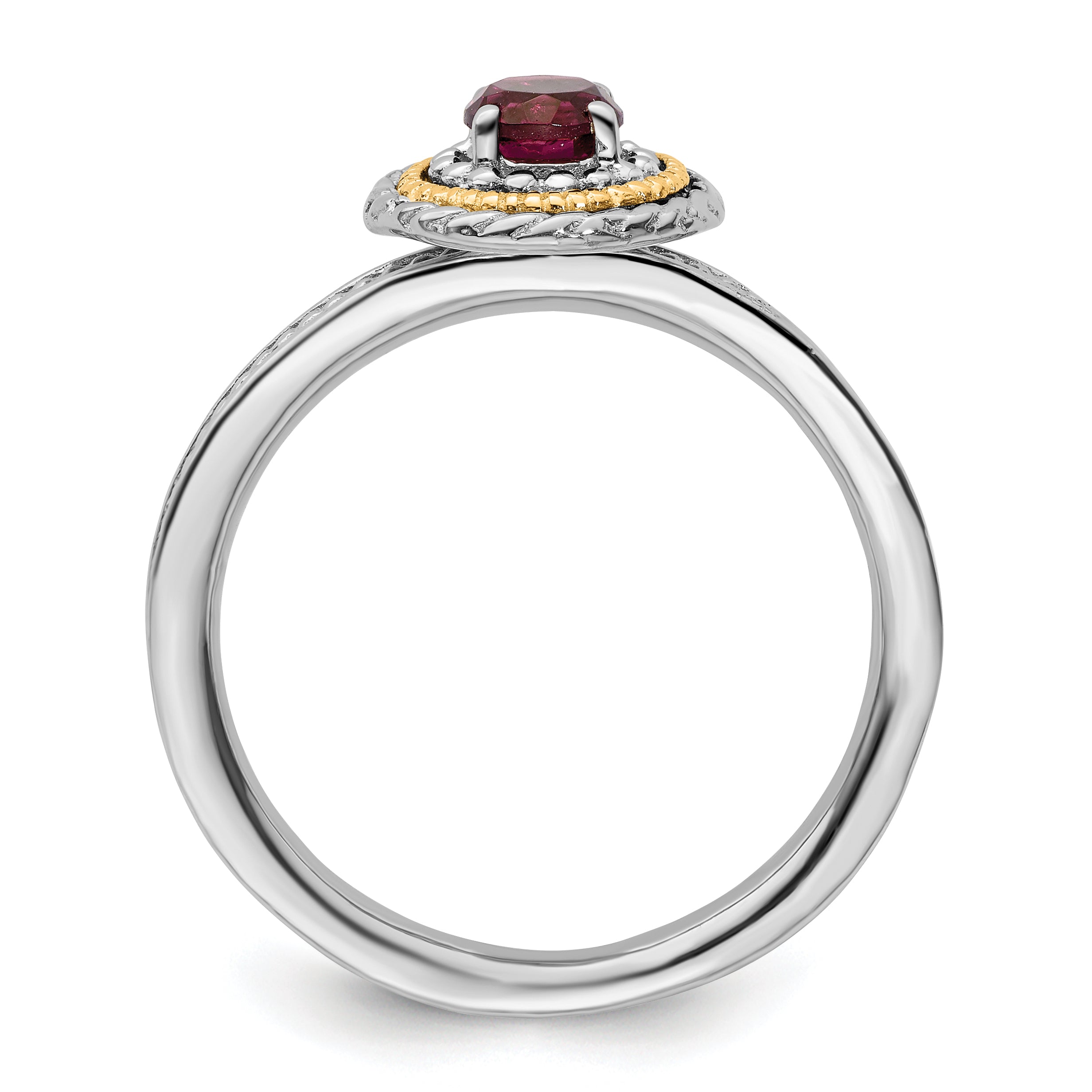 14K/Silver Two Tone Sterling Silver & 14K Stackable Expressions Rhodolite Garnet Ring