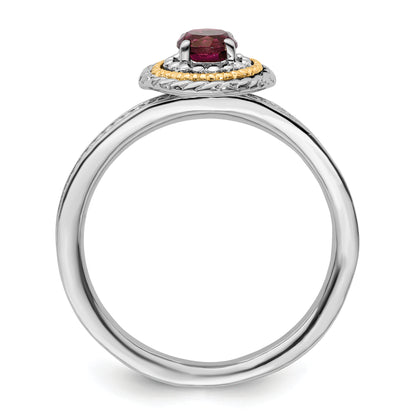 14K/Silver Two Tone Sterling Silver & 14K Stackable Expressions Rhodolite Garnet Ring