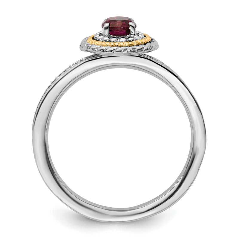 14K/Silver Two Tone Sterling Silver & 14K Stackable Expressions Rhodolite Garnet Ring