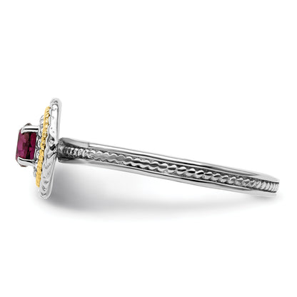 14K/Silver Two Tone Sterling Silver & 14K Stackable Expressions Rhodolite Garnet Ring