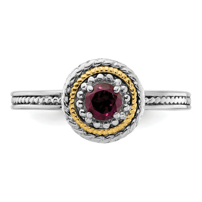 14K/Silver Two Tone Sterling Silver & 14K Stackable Expressions Rhodolite Garnet Ring