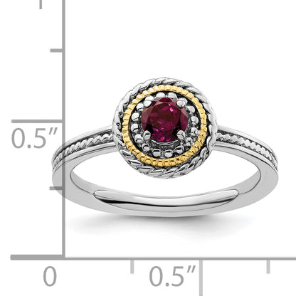 14K/Silver Two Tone Sterling Silver & 14K Stackable Expressions Rhodolite Garnet Ring