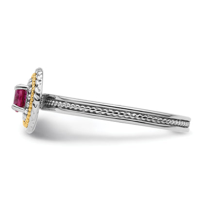 14K/Silver Two Tone Sterling Silver & 14K Stackable Expressions Created Ruby Ring