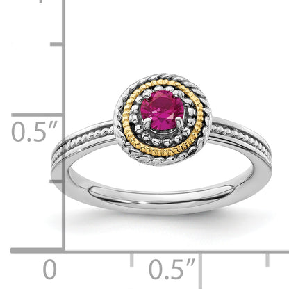14K/Silver Two Tone Sterling Silver & 14K Stackable Expressions Created Ruby Ring