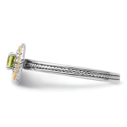 14K/Silver Two Tone Sterling Silver & 14K Stackable Expressions Peridot Ring