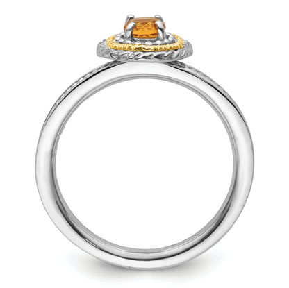 14K/Silver Two Tone Sterling Silver & 14K Stackable Expressions Citrine Ring