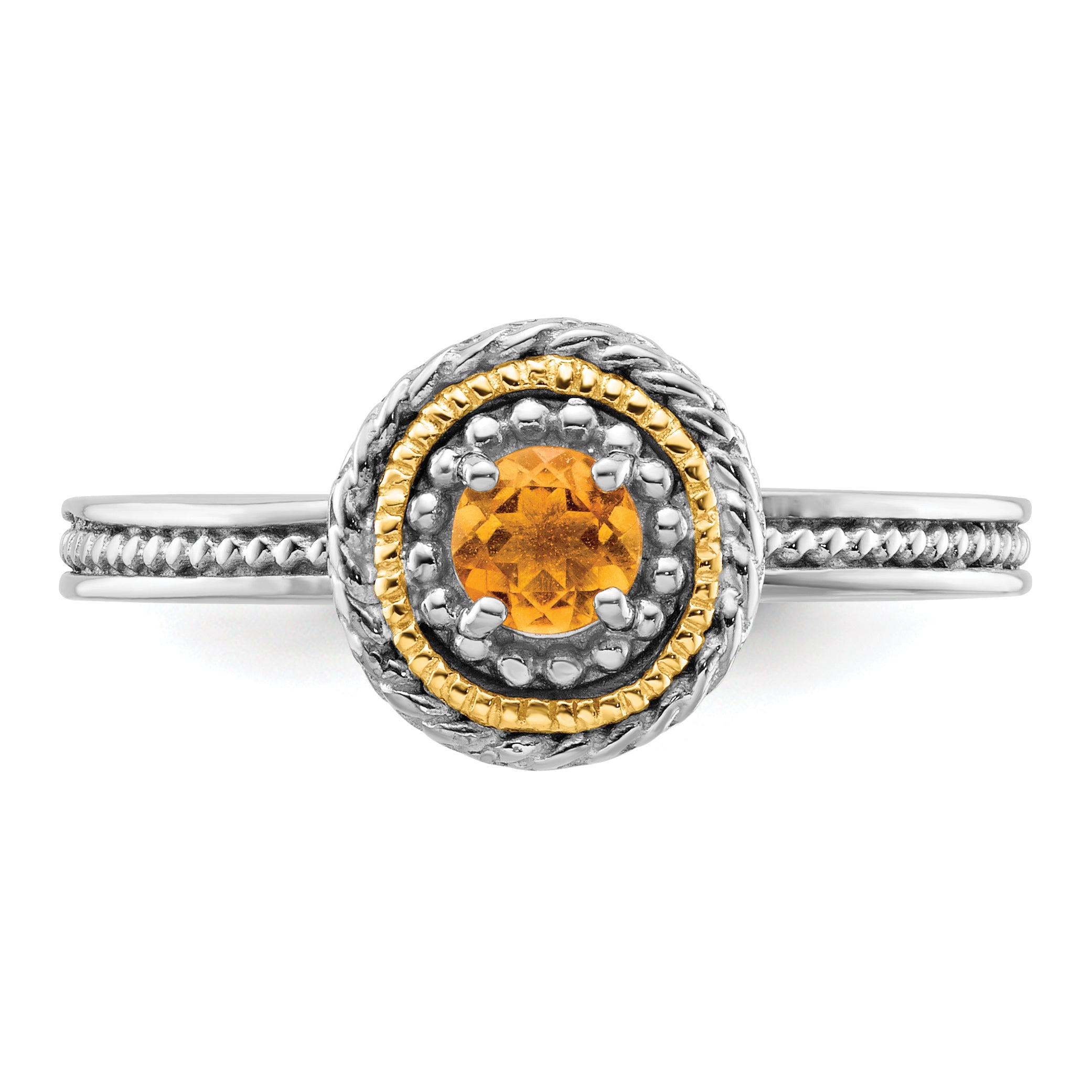 14K/Silver Two Tone Sterling Silver & 14K Stackable Expressions Citrine Ring