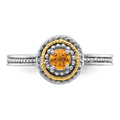 14K/Silver Two Tone Sterling Silver & 14K Stackable Expressions Citrine Ring