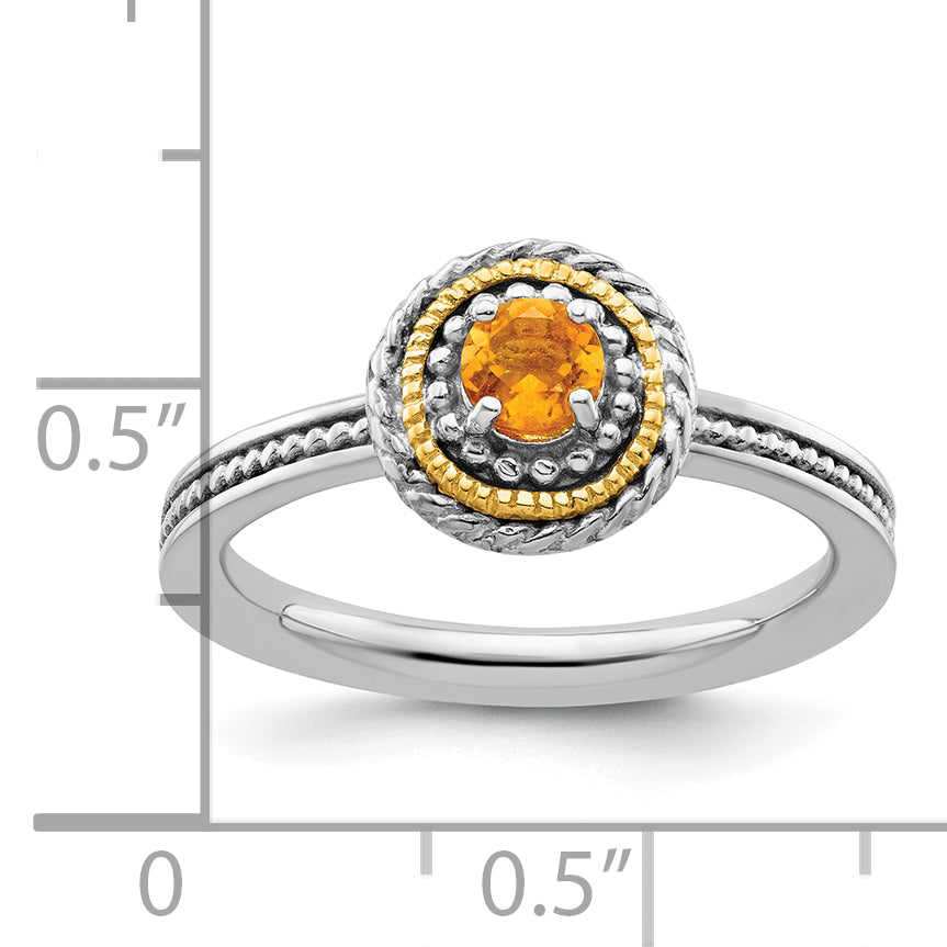 14K/Silver Two Tone Sterling Silver & 14K Stackable Expressions Citrine Ring